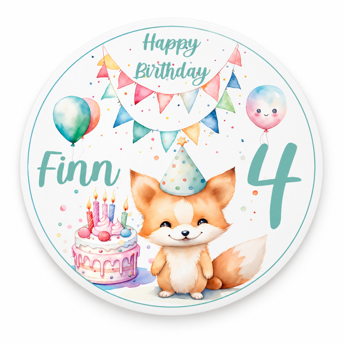 Tortenaufleger Geburtstag Fuchs 1 Name & Zahl (20cm)
