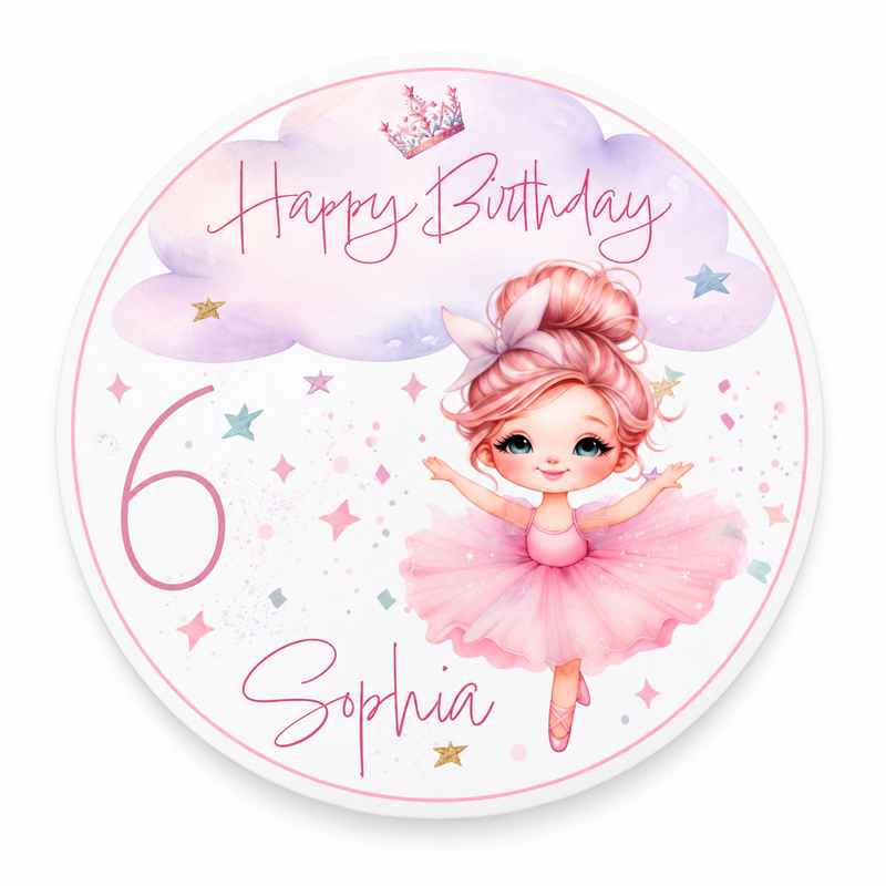 Tortenaufleger Geburtstag Ballerina 1 Name & Zahl (20cm)