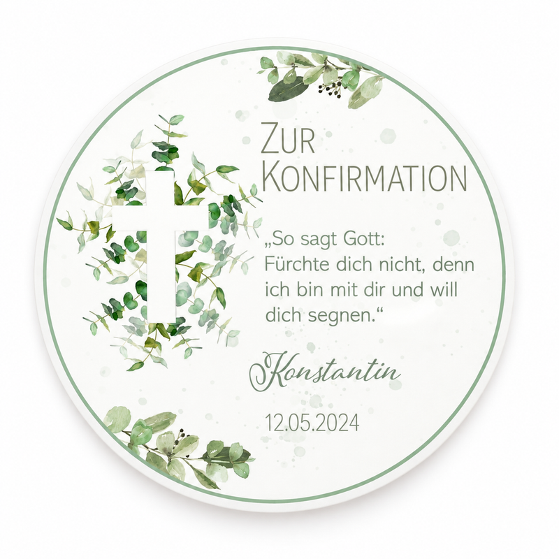 Tortenaufleger Konfirmation Kreuz 1 Name & Datum (20cm)