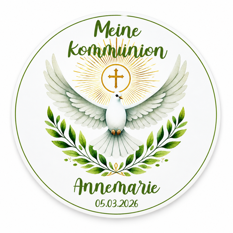 Tortenaufleger Kommunion Heiliger Geist1 Name & Datum (20cm)