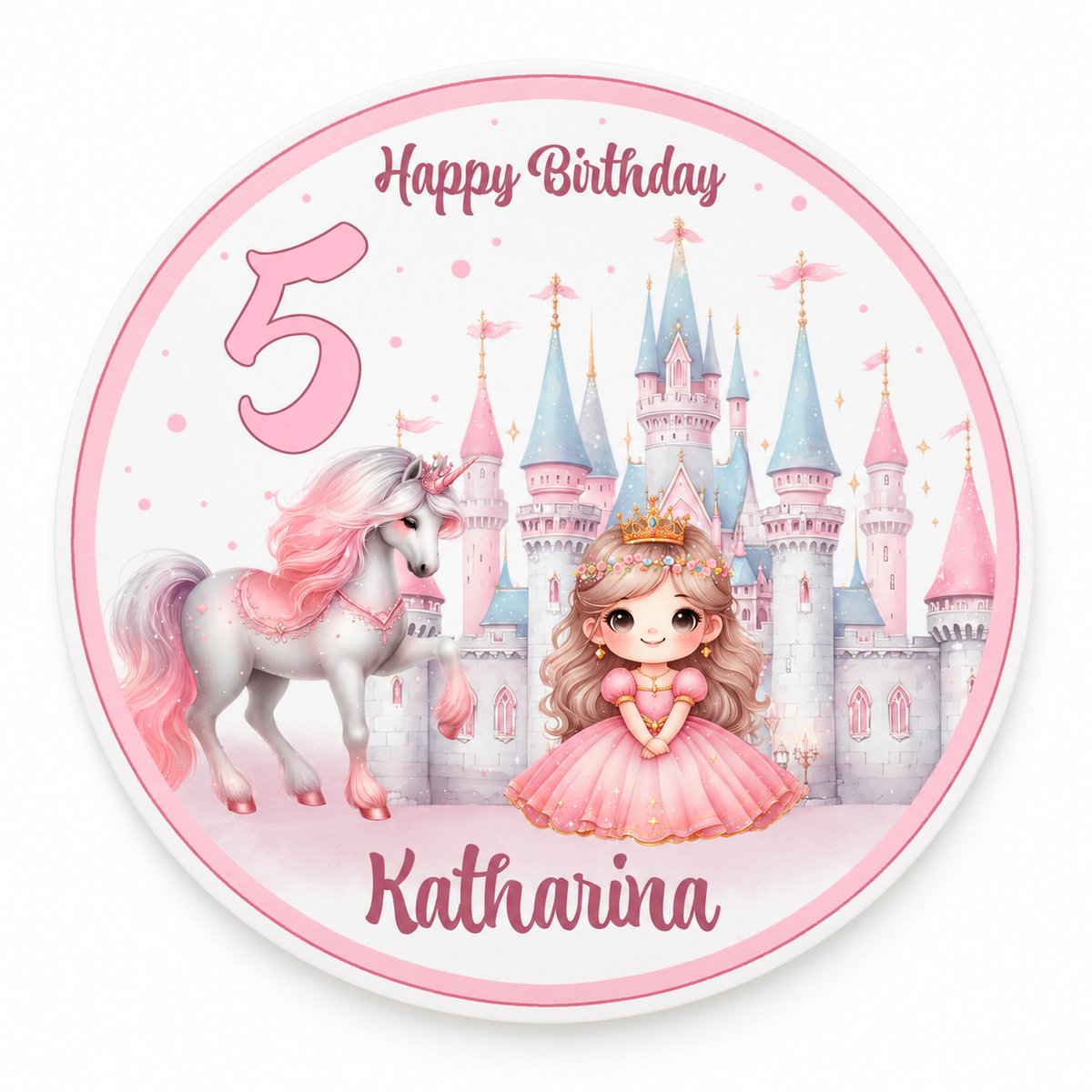 Tortenaufleger Geburtstag Prinzessin 1 Name & Zahl (20cm) Fondant Papier