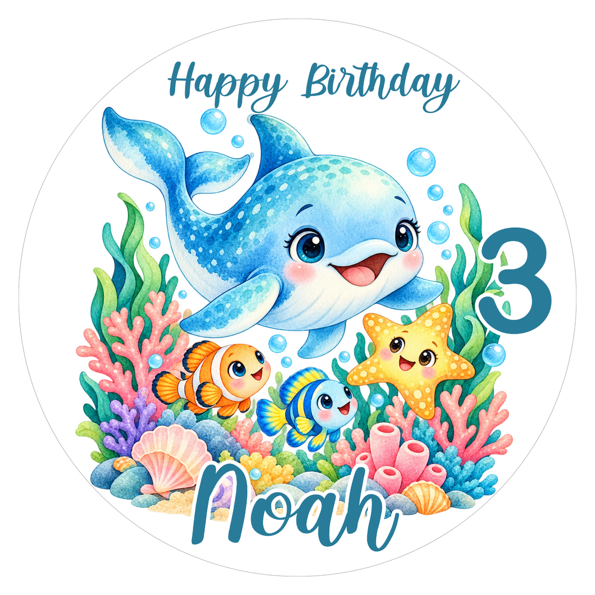 Tortenaufleger Geburtstag Delfin 1 – versch. Formen mit Name