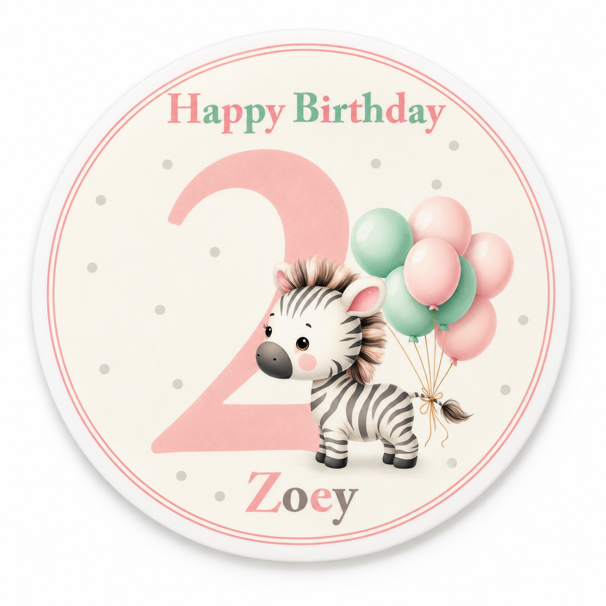 Tortenaufleger Geburtstag Zebras 2 Name & Zahl (20cm)
