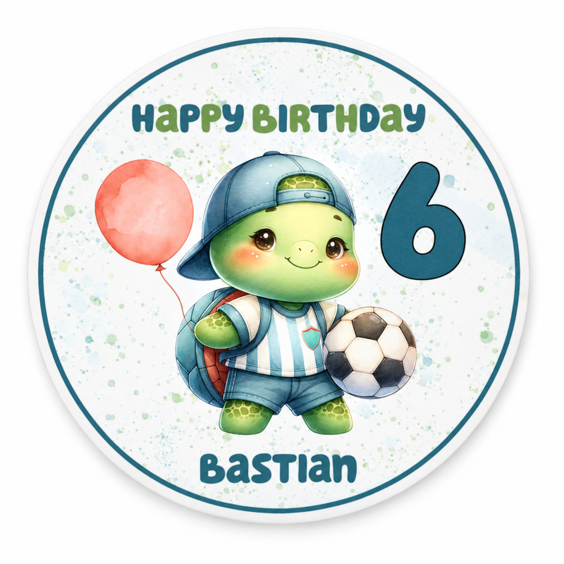 Tortenaufleger Geburtstag Fußball 11 Personalisiert Name & Zahl (20cm) Fondant Papier
