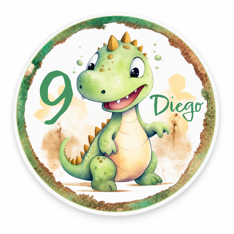 Tortenaufleger Geburtstag Dino 1 Name & Zahl (20cm)