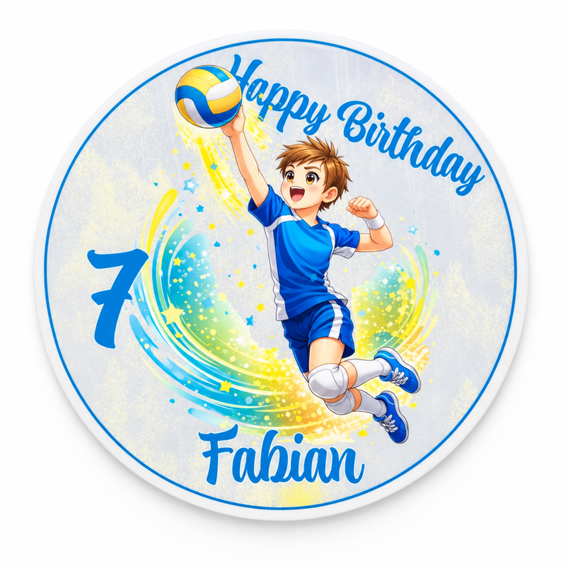 Tortenaufleger Geburtstag Volleyball 2 Name & Zahl (20cm) Fondant Papier