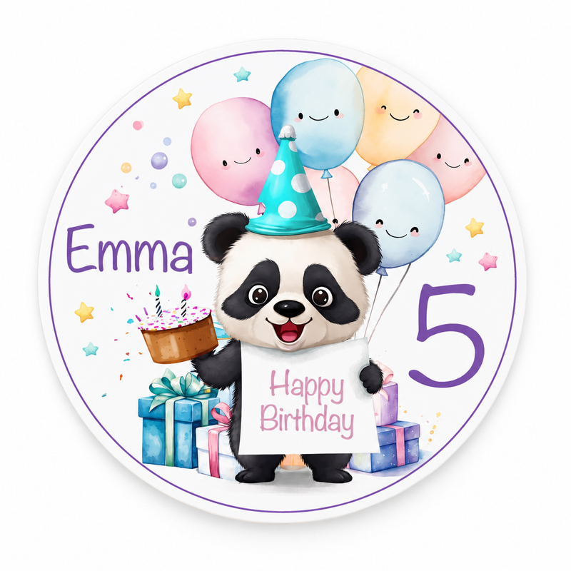 Tortenaufleger Geburtstag Panda 2 Name & Zahl (20cm)