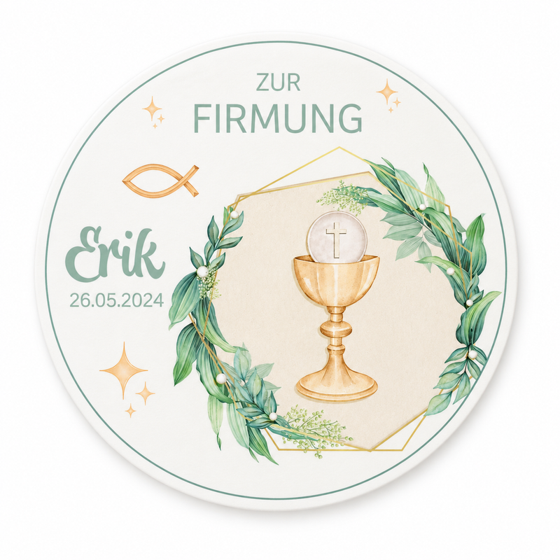 Tortenaufleger Firmung Kelch 1 Name & Datum (20cm)