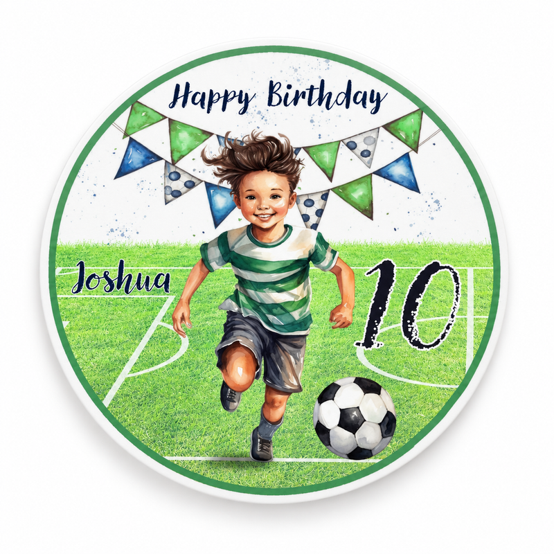 Tortenaufleger Geburtstag Fußball 5 Name & Zahl (20cm)
