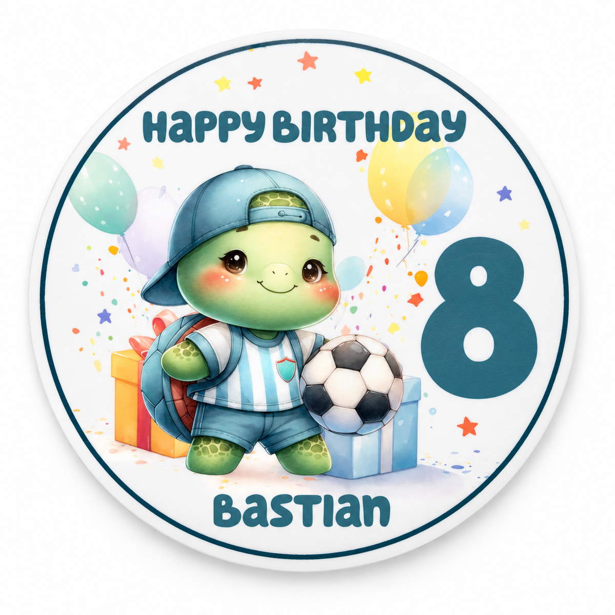 Tortenaufleger Geburtstag Fußball 10 Personalisiert Name & Zahl (20cm) Fondant Papier