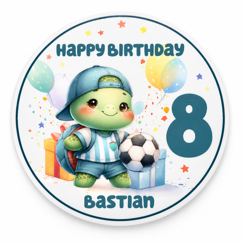 Tortenaufleger Geburtstag Fußball 10 Personalisiert Name & Zahl (20cm) Fondant Papier