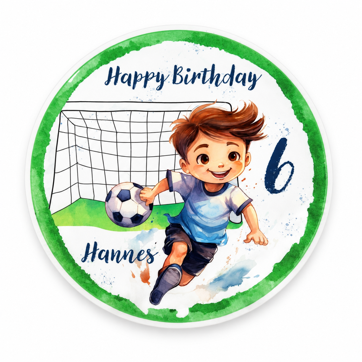Tortenaufleger Geburtstag Fußball 1 Name & Zahl (20cm)