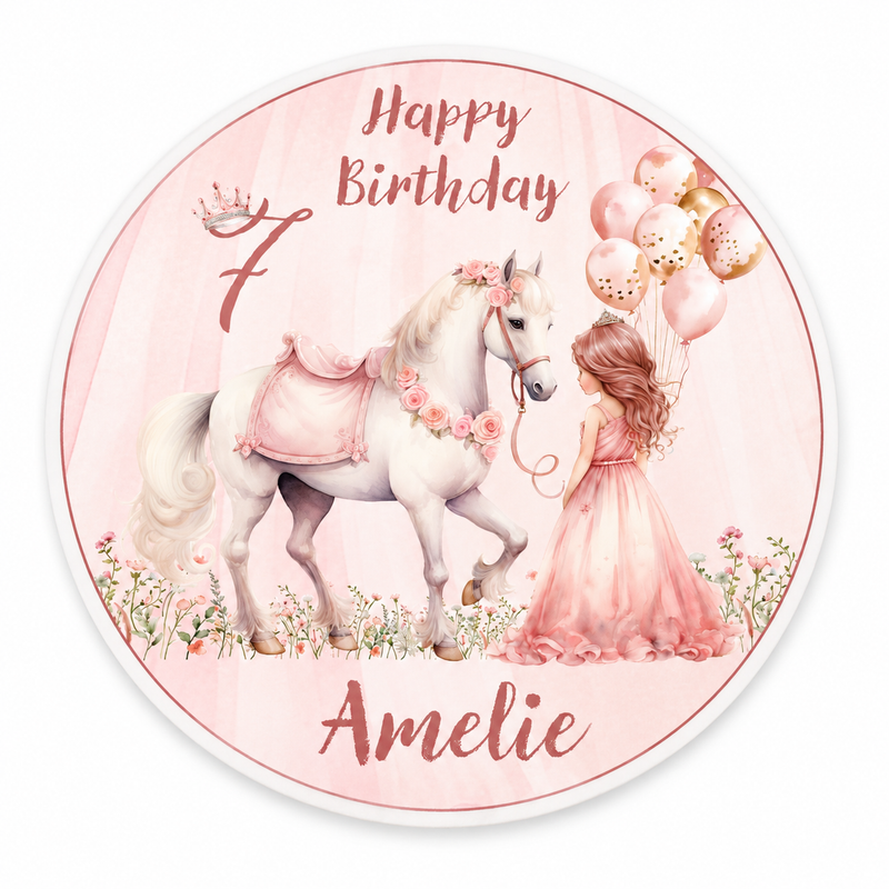Tortenaufleger Geburtstag Prinzessin 2 Name & Zahl (20cm) Fondant Papier