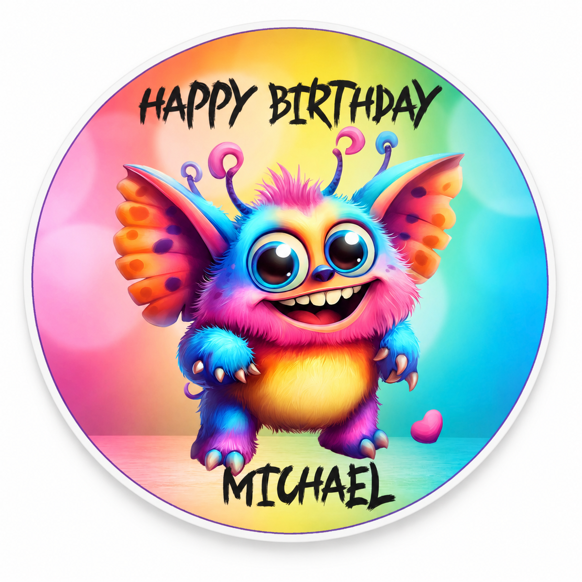 Tortenaufleger Geburtstag Kleines-Monster 2 Name & Zahl (20cm) Fondant Papier