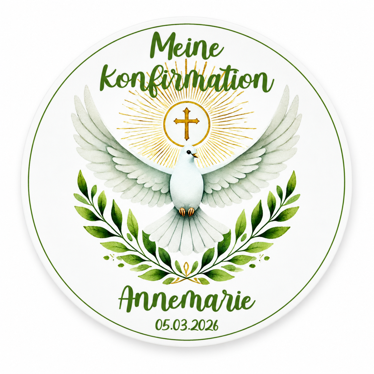 Tortenaufleger Konfirmation Heiliger Geist 1 Name & Datum (20cm)