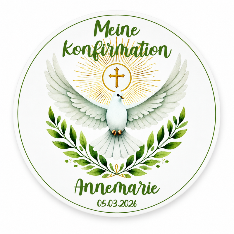 Tortenaufleger Konfirmation Heiliger Geist 1 Name & Datum (20cm)