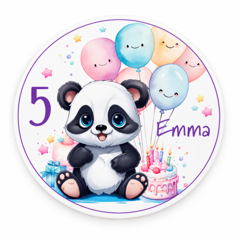 Tortenaufleger Geburtstag Panda 1 Name & Zahl (20cm)