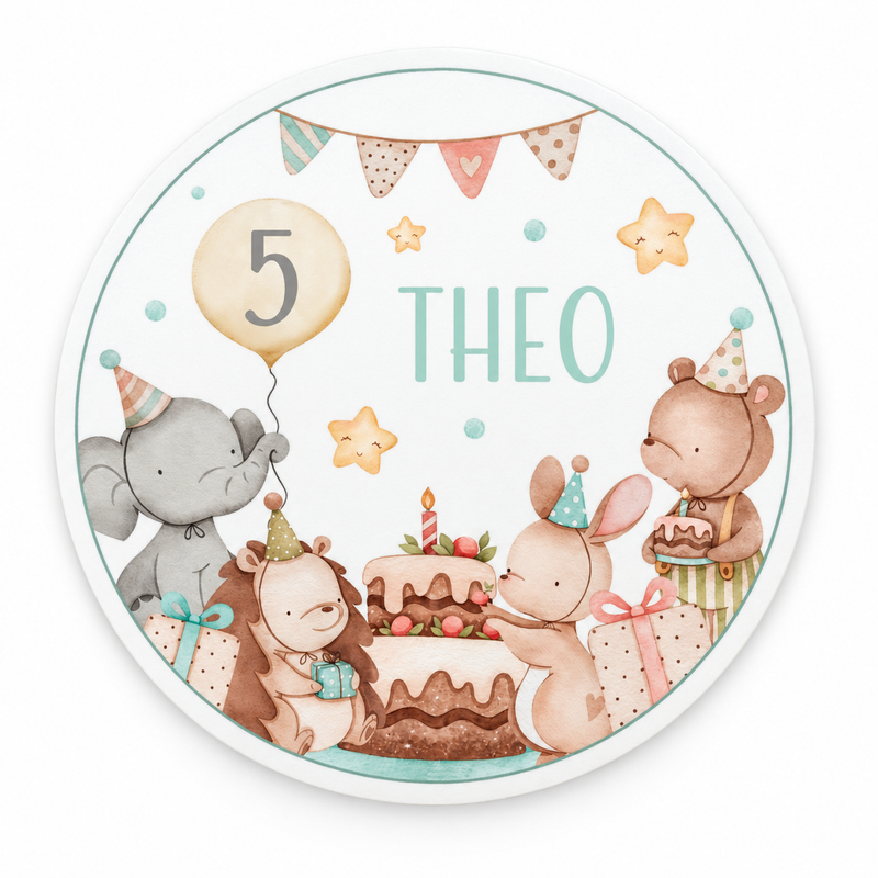 Tortenaufleger Geburtstag Tiere 1 Name & Zahl (20cm)