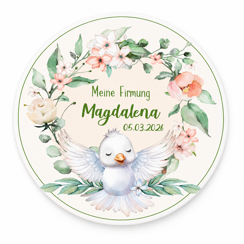 Tortenaufleger Firmung Vogel 1 Name & Datum (20cm)