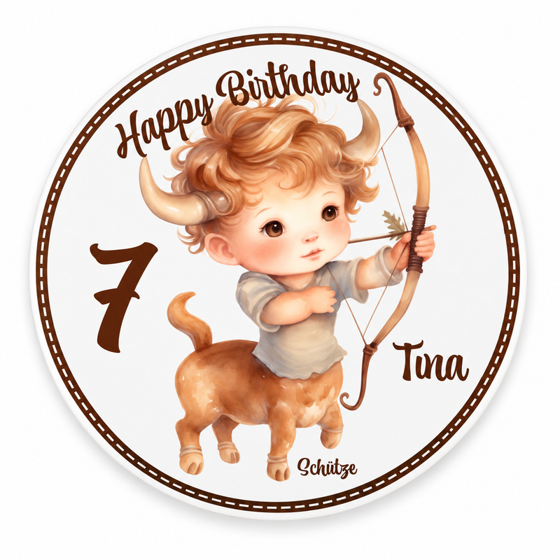 Tortenaufleger Geburtstag Sternzeichen Schütze 1 Name & Zahl (20cm) Fondant Papier
