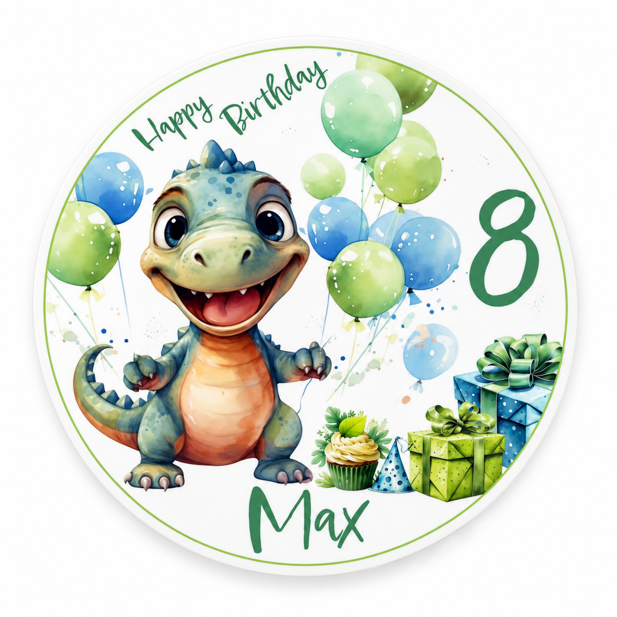 Tortenaufleger Geburtstag Dino 5 Name & Zahl (20cm)