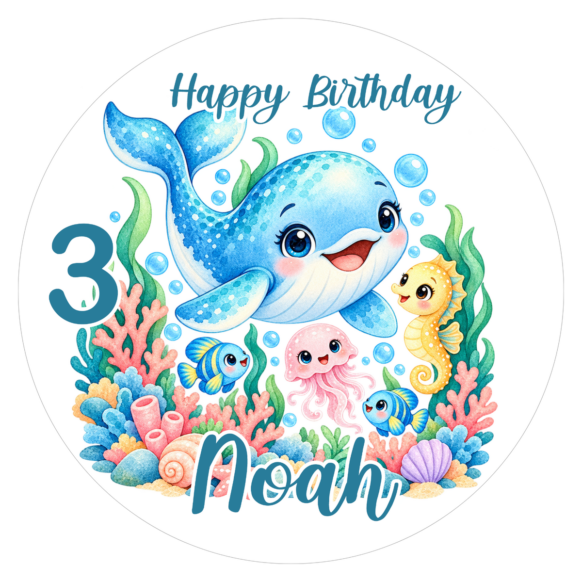 Tortenaufleger Geburtstag Delfin 2 – versch. Formen mit Name