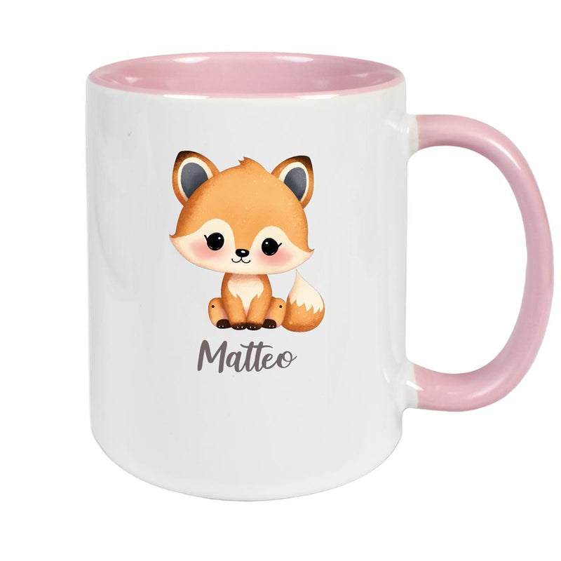 Tasse Wunschname Fuchs 1 Keramik Kinderbecher versch. Farben
