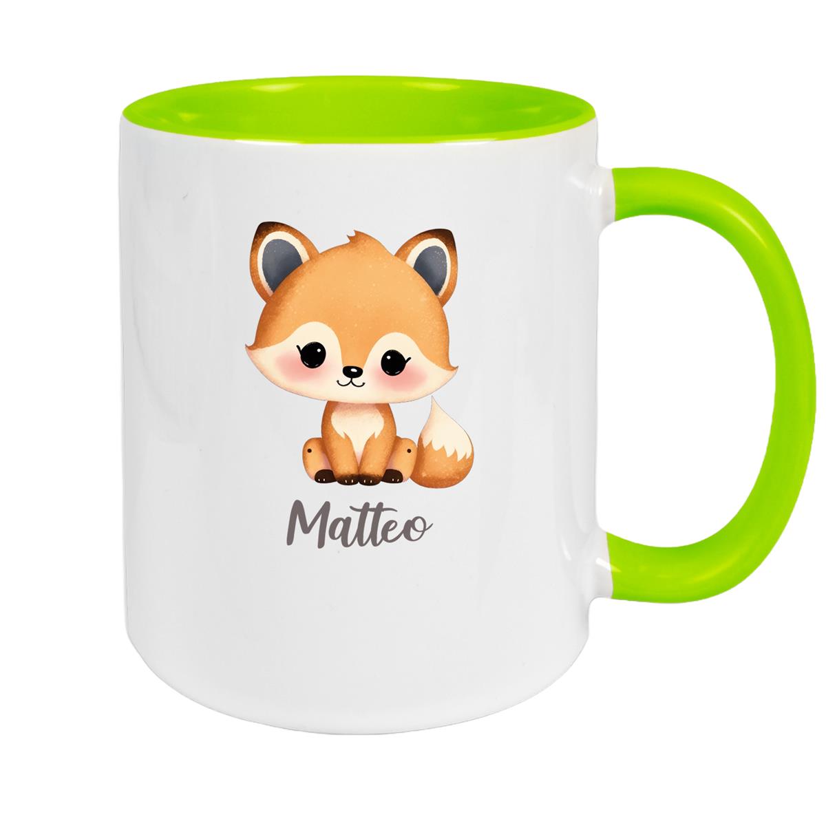 Tasse Wunschname Fuchs 1 Keramik Kinderbecher versch. Farben