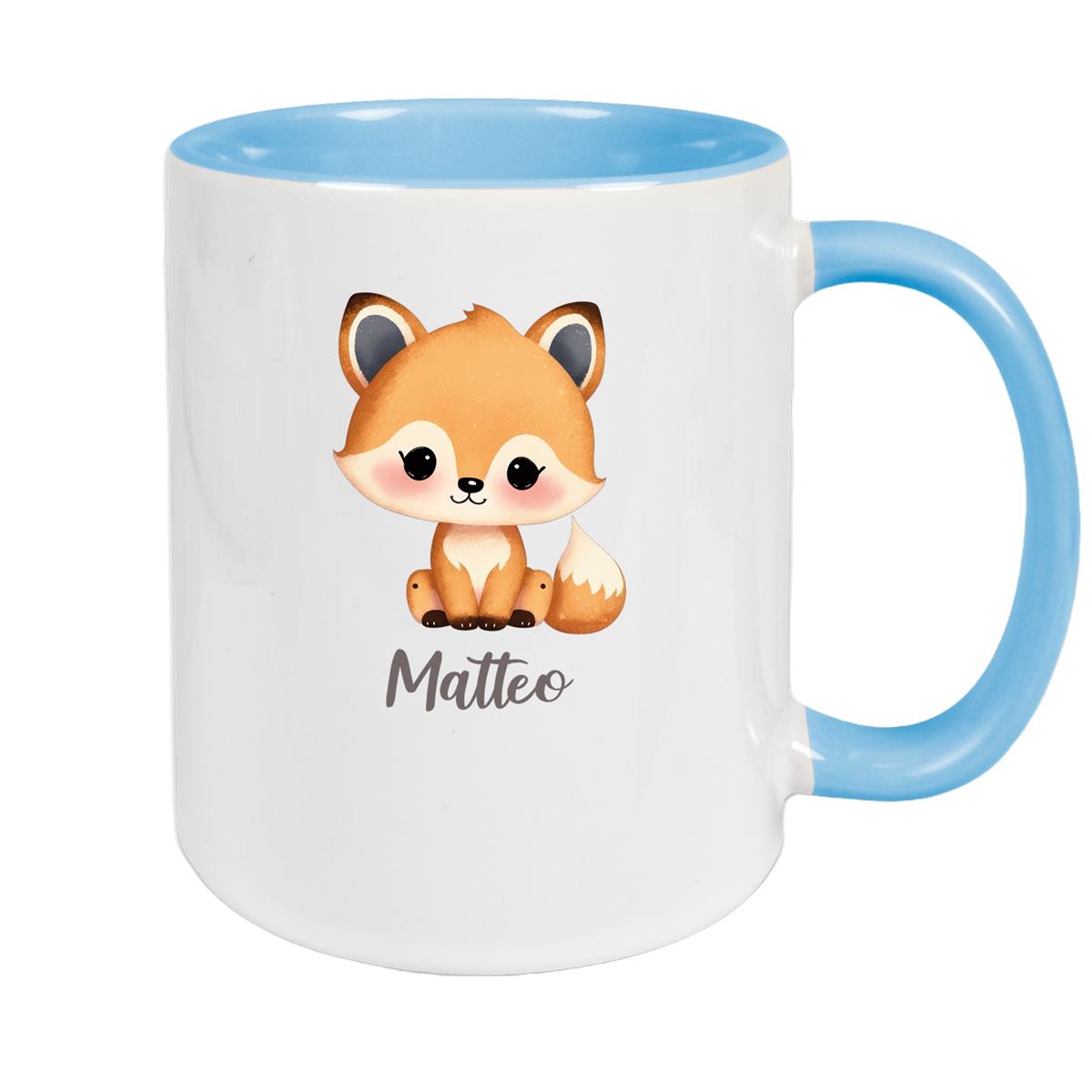 Tasse Wunschname Fuchs 1 Keramik Kinderbecher versch. Farben