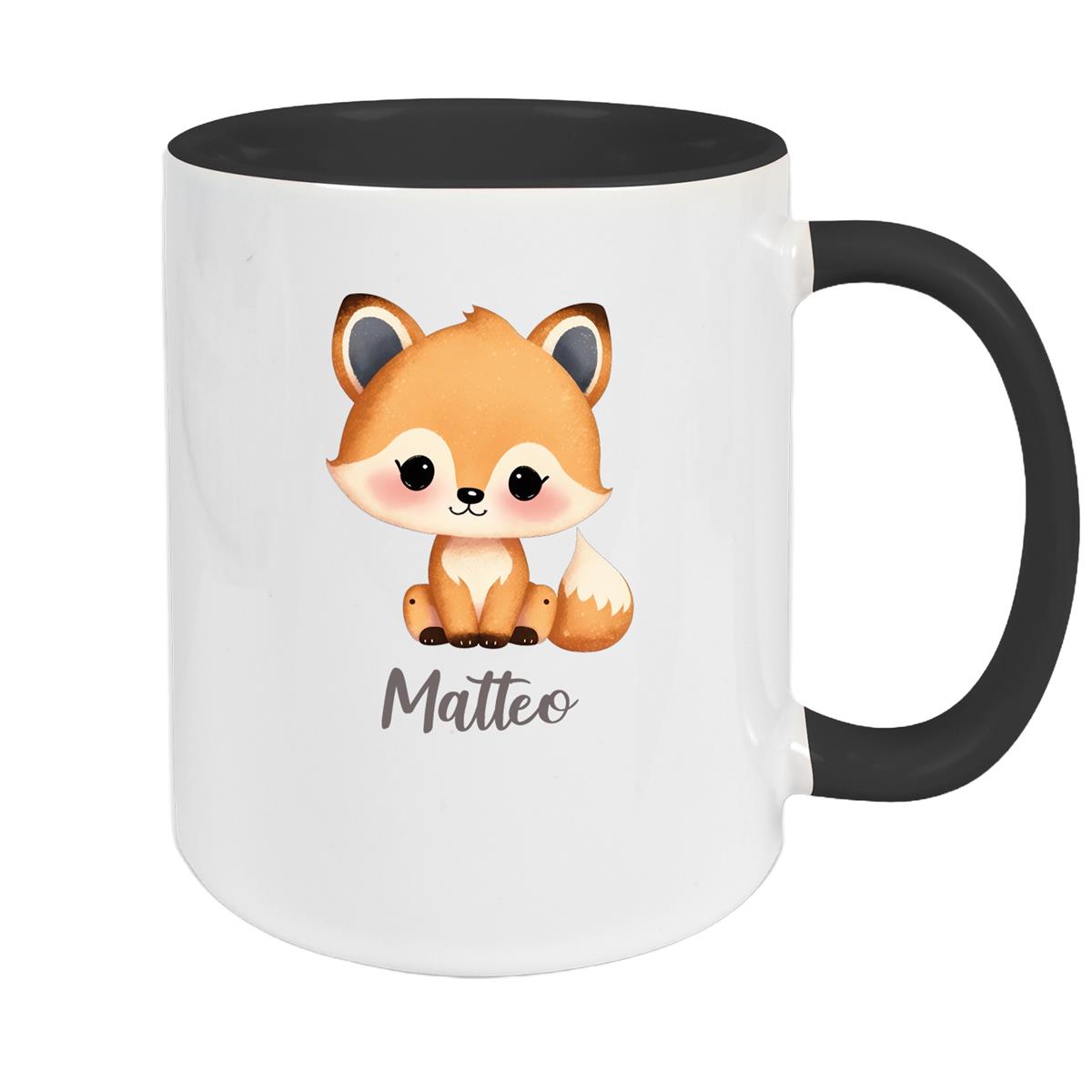 Tasse Wunschname Fuchs 1 Keramik Kinderbecher versch. Farben