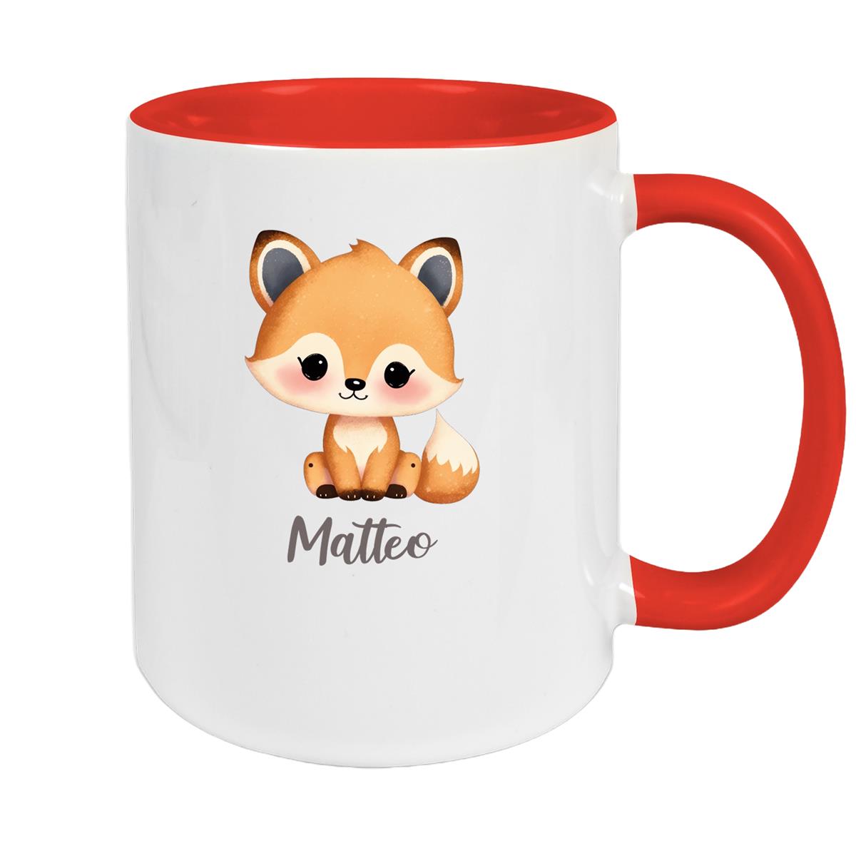 Tasse Wunschname Fuchs 1 Keramik Kinderbecher versch. Farben