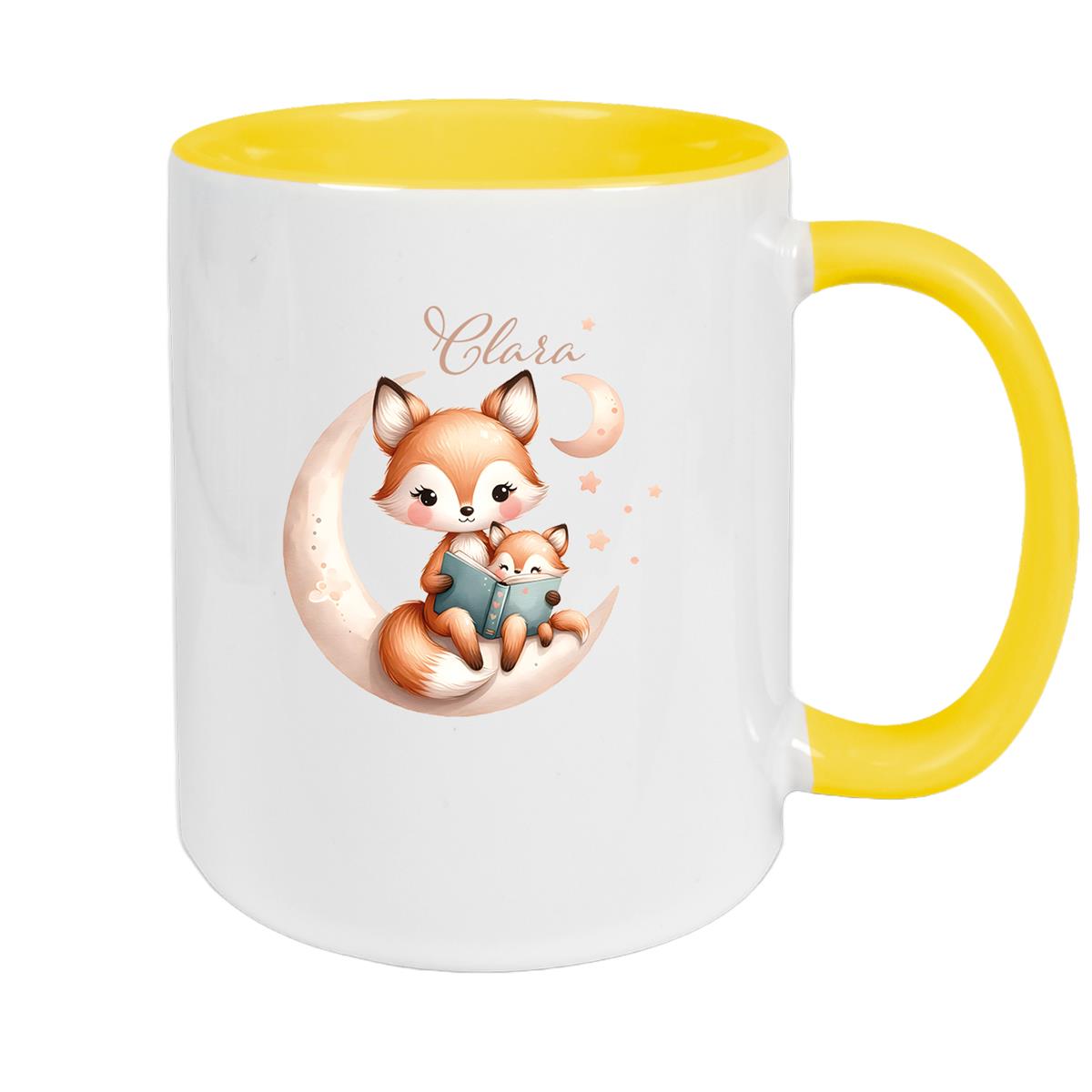 Tasse Wunschname Fuchs 2 Keramik Kinderbecher versch. Farben