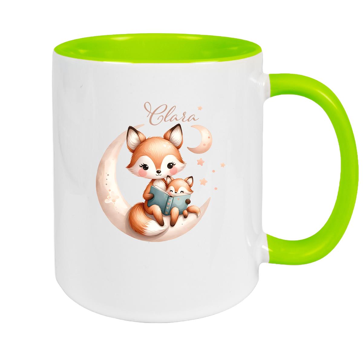 Tasse Wunschname Fuchs 2 Keramik Kinderbecher versch. Farben