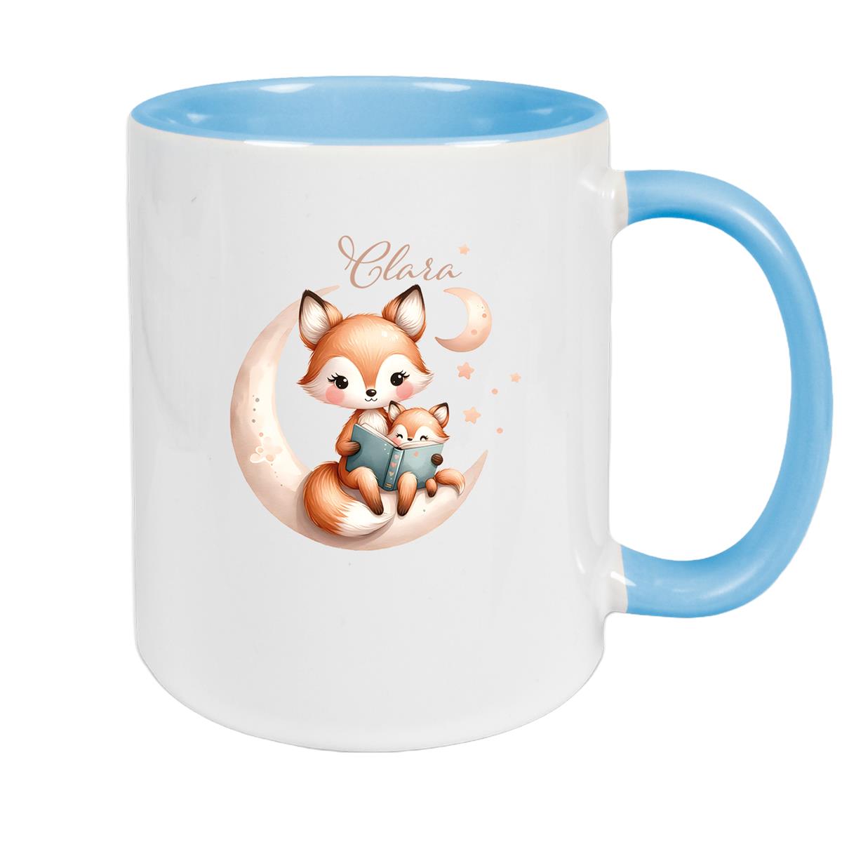 Tasse Wunschname Fuchs 2 Keramik Kinderbecher versch. Farben