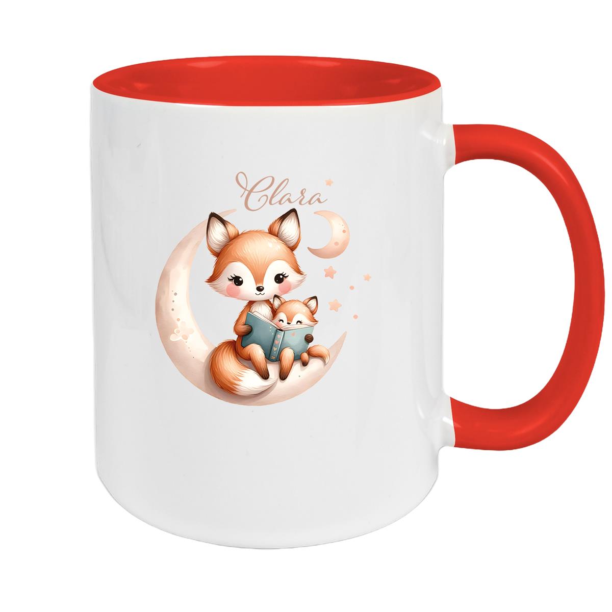Tasse Wunschname Fuchs 2 Keramik Kinderbecher versch. Farben