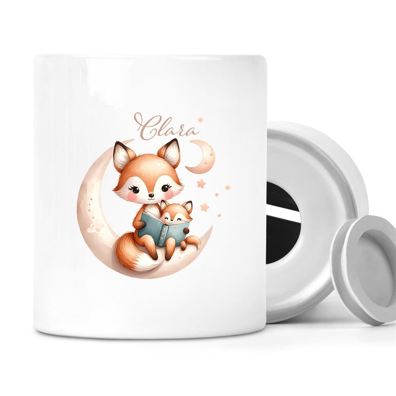 Spardose mit Wunschname Fuchs 2 personalisiert