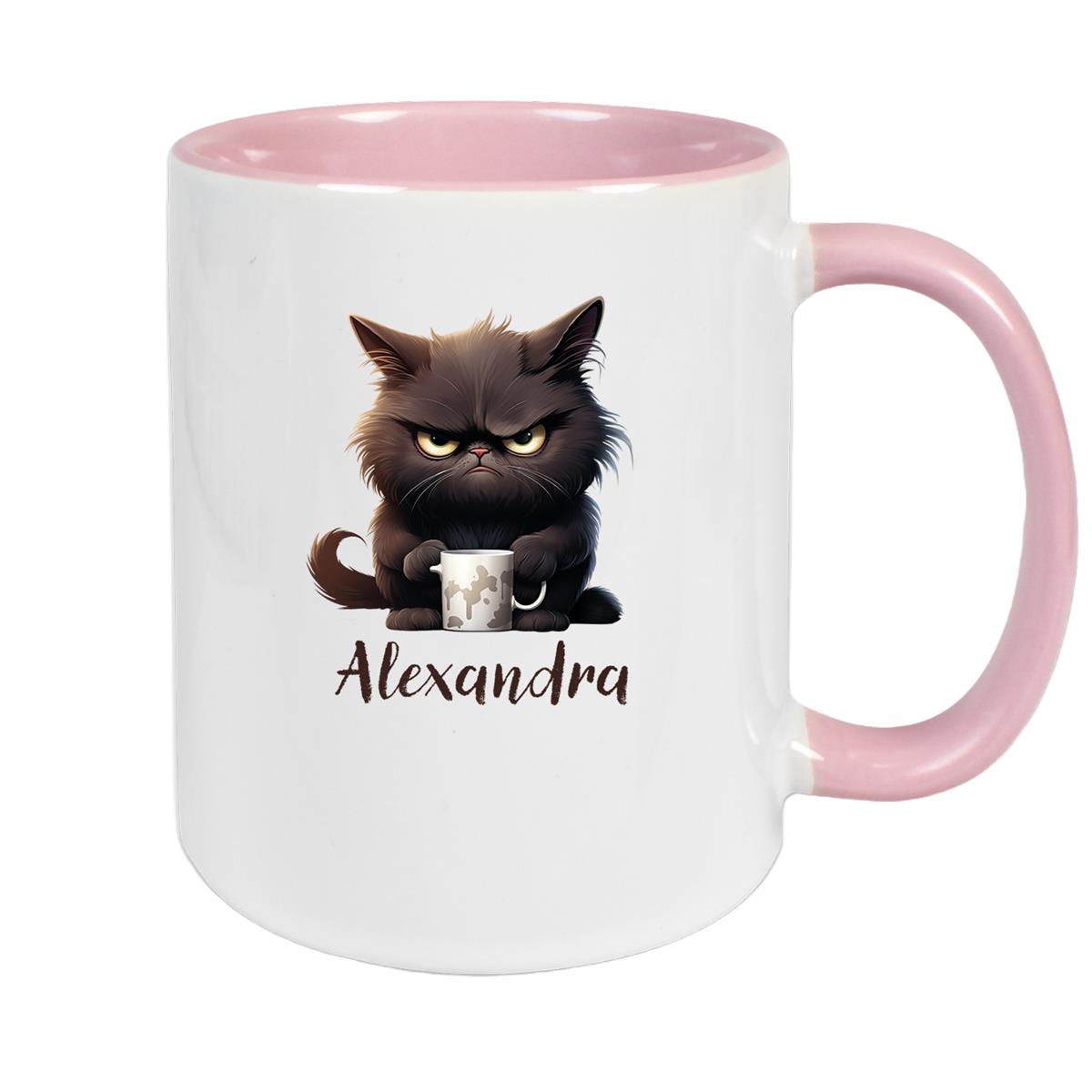 Tasse Katze Grumpy 1 Wunschname Keramik Kinderbecher personalisiert versch. Farben