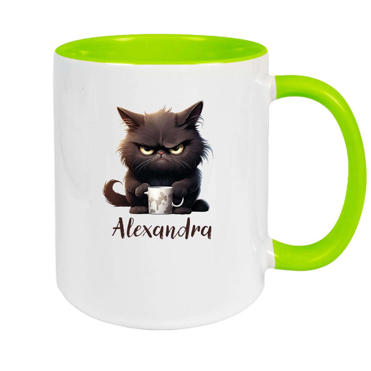 Tasse Katze Grumpy 1 Wunschname Keramik Kinderbecher personalisiert versch. Farben