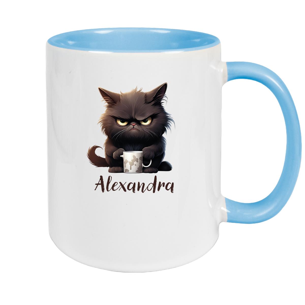 Tasse Katze Grumpy 1 Wunschname Keramik Kinderbecher personalisiert versch. Farben