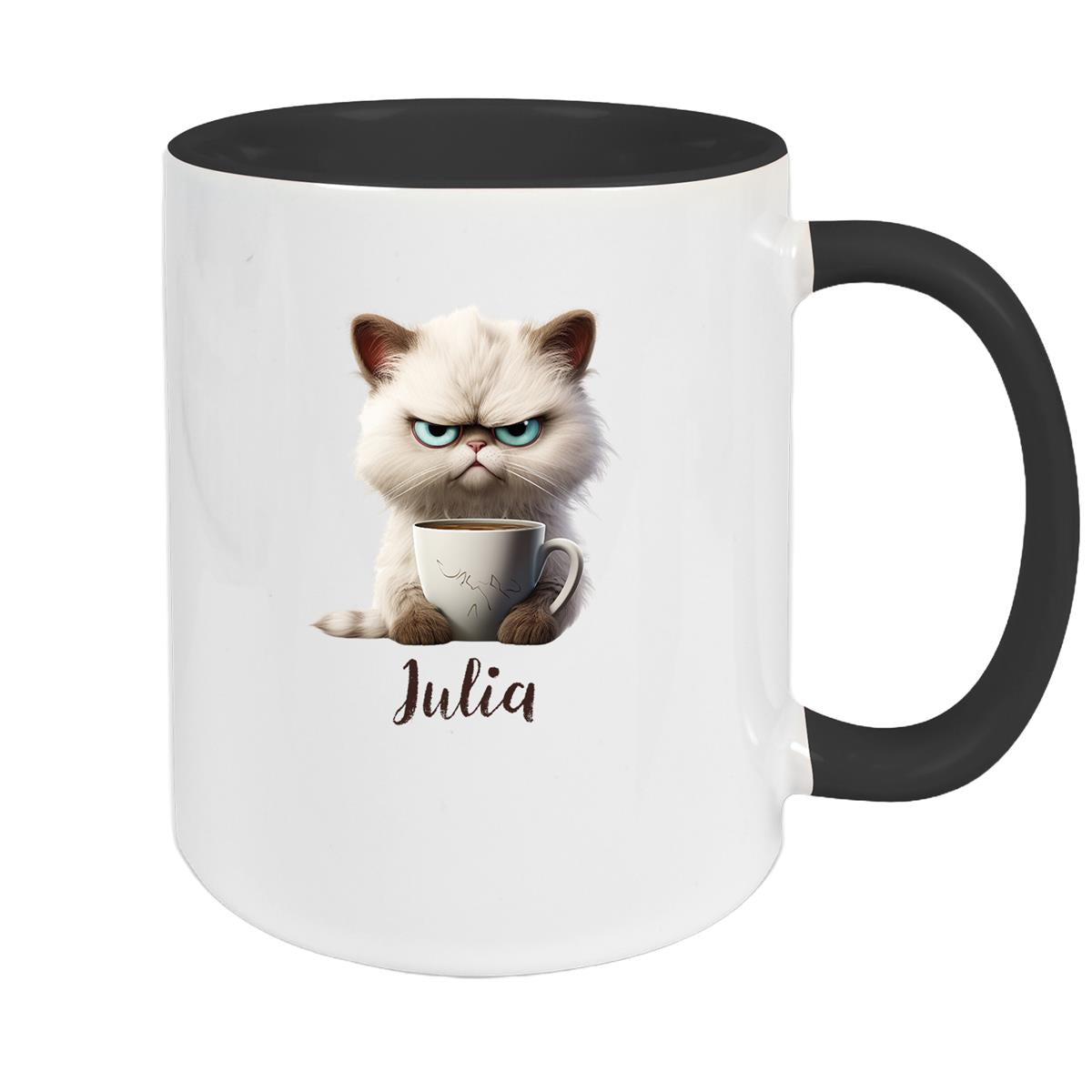 Tasse Katze Grumpy 2 Wunschname Keramik Kinderbecher personalisiert versch. Farben