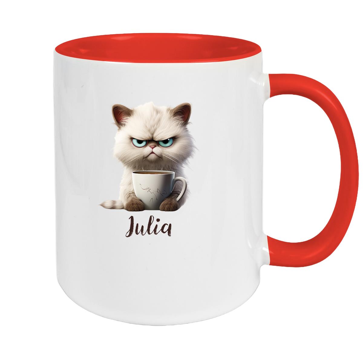 Tasse Katze Grumpy 2 Wunschname Keramik Kinderbecher personalisiert versch. Farben