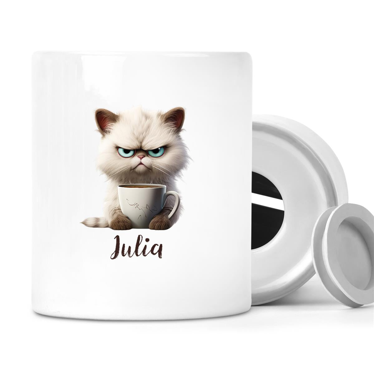 Spardose Katze Grumpy 2 Wunschname personalisiert
