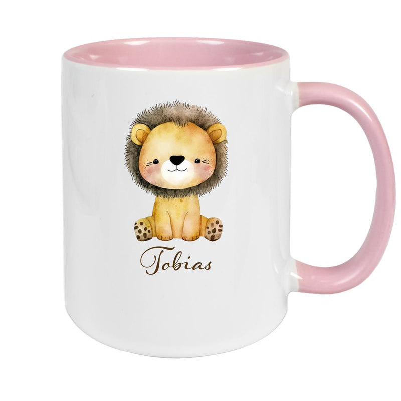 Tasse Wunschname Löwe 1 Keramik Kinderbecher versch. Farben