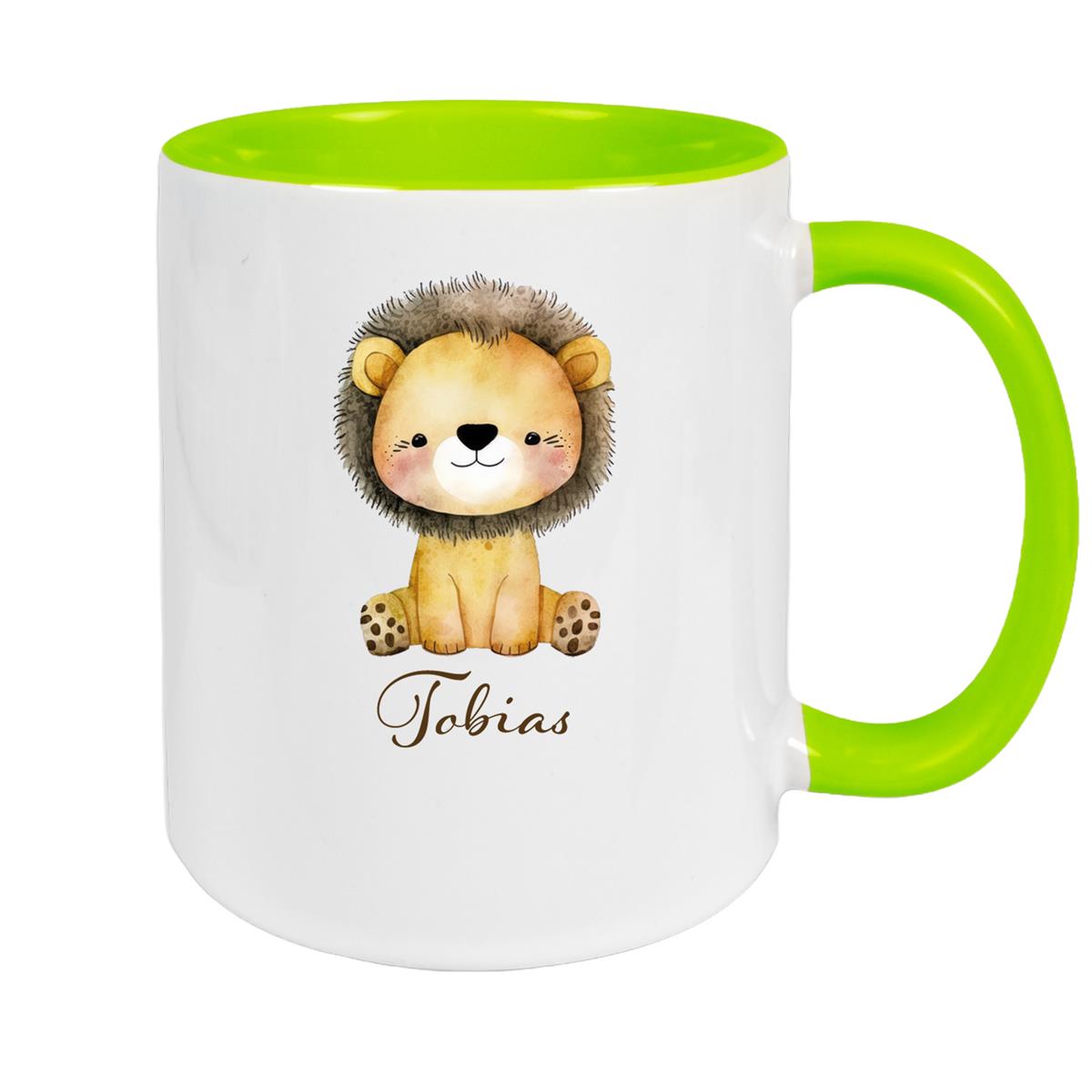 Tasse Wunschname Löwe 1 Keramik Kinderbecher versch. Farben