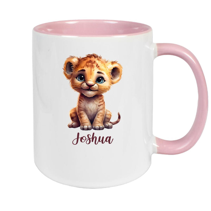 Tasse Wunschname Löwe 2 Keramik Kinderbecher versch. Farben