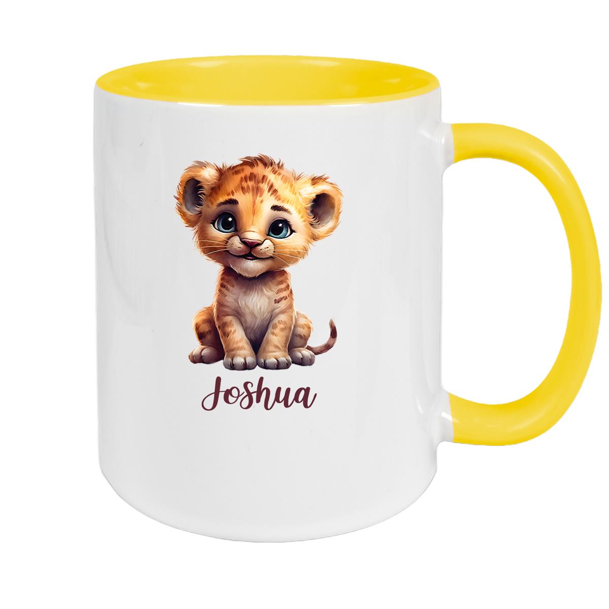 Tasse Wunschname Löwe 2 Keramik Kinderbecher versch. Farben