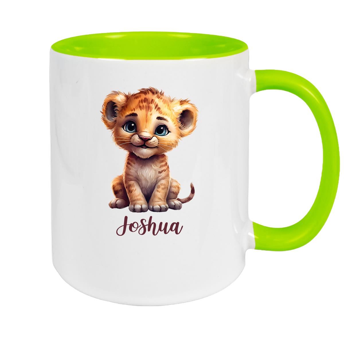 Tasse Wunschname Löwe 2 Keramik Kinderbecher versch. Farben