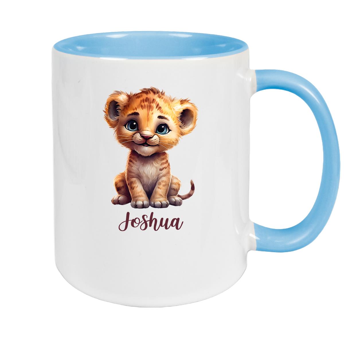Tasse Wunschname Löwe 2 Keramik Kinderbecher versch. Farben
