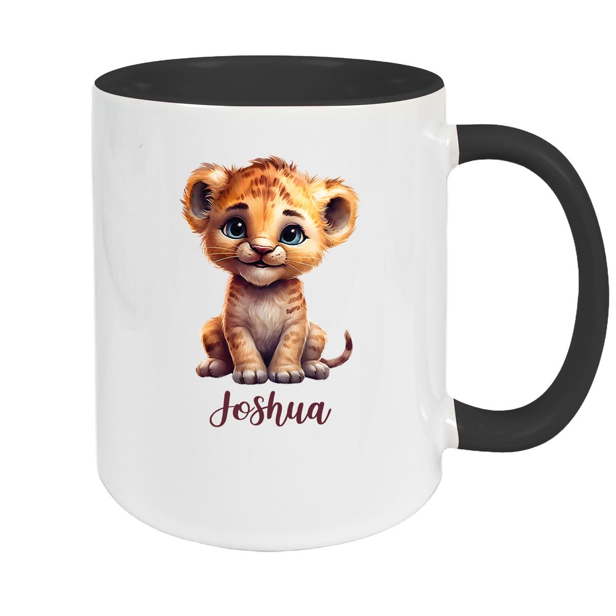 Tasse Wunschname Löwe 2 Keramik Kinderbecher versch. Farben