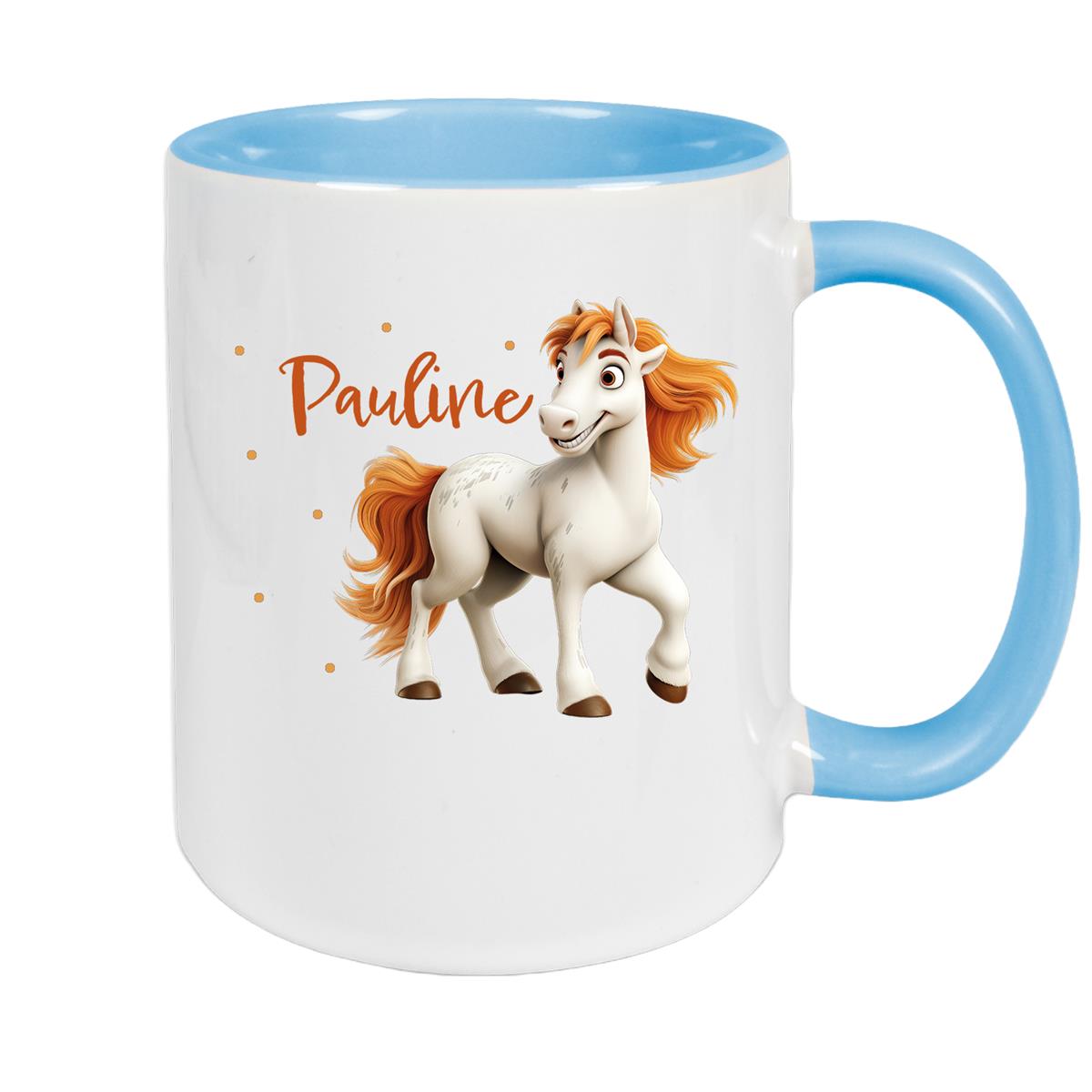 Tasse Pferd 1 Wunschname Keramik Kinderbecher personalisiert versch. Farben
